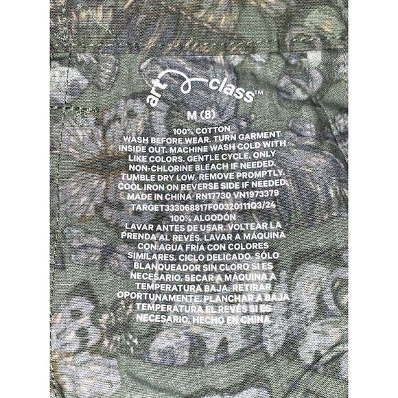 Art Class Youth Girls Butterfly Print Wide Leg Cotton Pants In Sage Green Medium - Picture 8 of 8